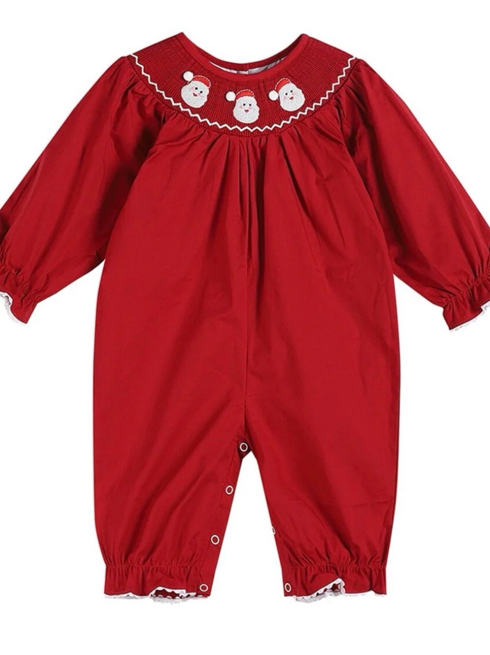 Holiday Red Smocked Baby Romper